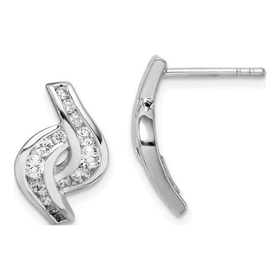 Sterling Silver CZ Dangle Earrings