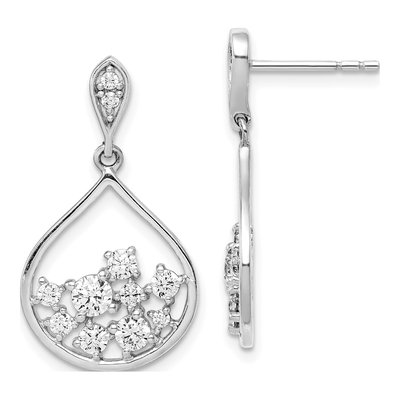 Sterling Silver CZ Dangle Earrings