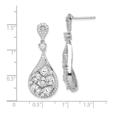 Sterling Silver CZ Teardrop Dangle Earrings – view 5
