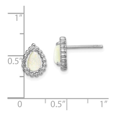 Sterling Silver Teardrop Lab-Created Opal Stud Earrings – view 5