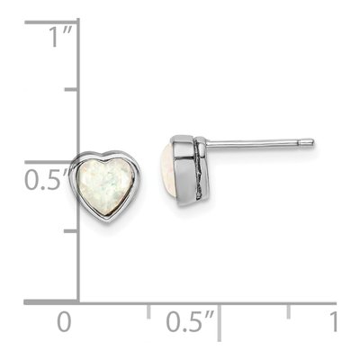 Sterling Silver 5mm Lab-Created Opal Heart Stud Earrings – view 5