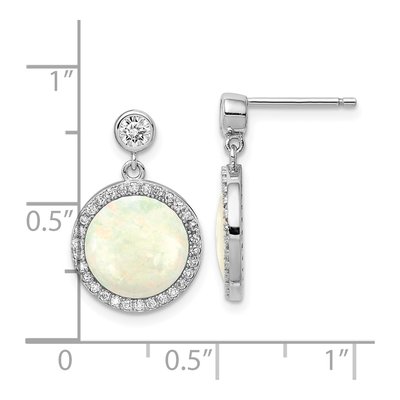 Sterling Silver Lab-Created Opal & CZ Dangle Earrings – view 5