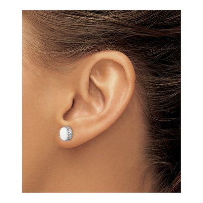 Sterling Silver Oval Lab-Created Opal Stud Earrings – view 4