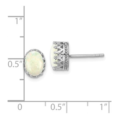 Sterling Silver Oval Lab-Created Opal Stud Earrings – view 5