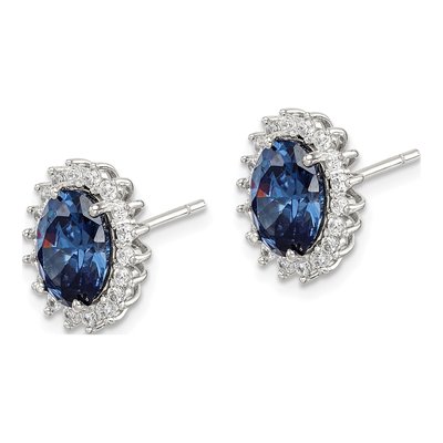 Sterling Silver Round CZ Button Stud Earrings – view 3