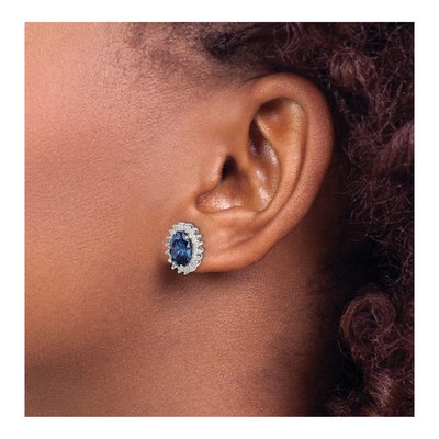 Sterling Silver Round CZ Button Stud Earrings – view 4