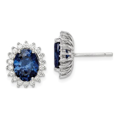 Sterling Silver Round CZ Button Stud Earrings
