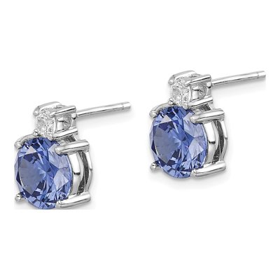 Sterling Silver Round CZ Stud Earrings – view 3