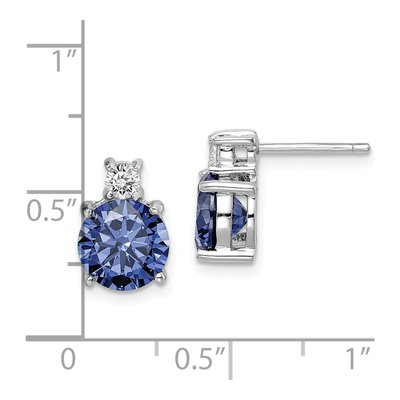 Sterling Silver Round CZ Stud Earrings – view 5