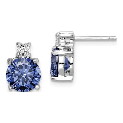 Sterling Silver Round CZ Stud Earrings