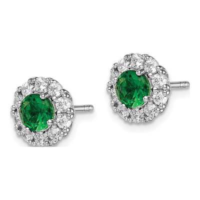 Sterling Silver Round CZ Halo Stud Earrings – view 3