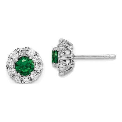 Sterling Silver Round CZ Halo Stud Earrings
