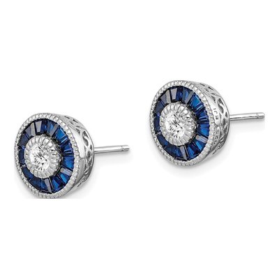 Sterling Silver 5mm Round CZ Button Stud Earrings – view 3