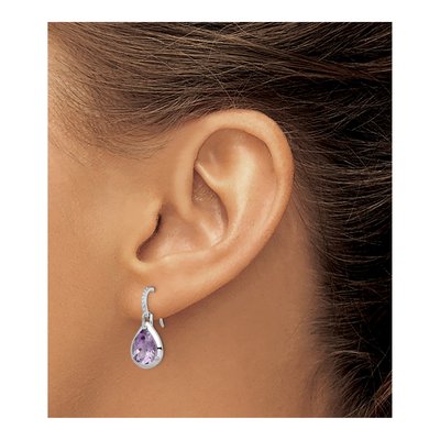 Sterling Silver Amethyst Teardrop Dangle Earrings – view 4