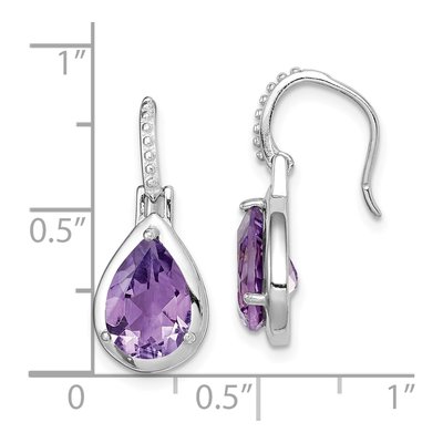 Sterling Silver Amethyst Teardrop Dangle Earrings – view 5