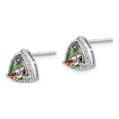 Sterling Silver Mystic Fire Topaz & White Topaz Trillion Stud Earrings – view 3
