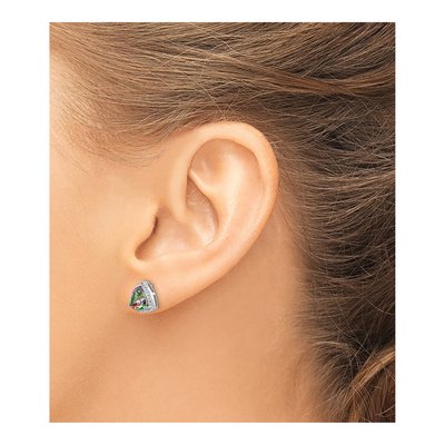 Sterling Silver Mystic Fire Topaz & White Topaz Trillion Stud Earrings – view 4