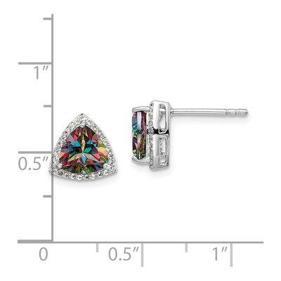 Sterling Silver Mystic Fire Topaz & White Topaz Trillion Stud Earrings – view 5