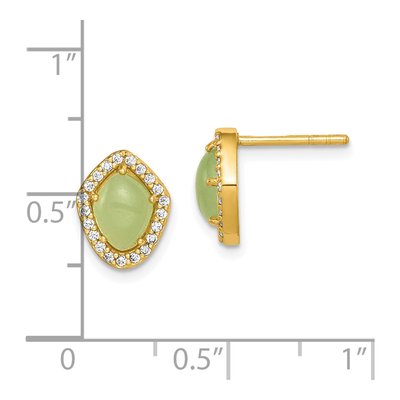 Gold-Plated Sterling Silver Green Clear CZ Stud Earrings – view 4