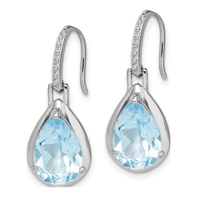 Sterling Silver Sky Blue Topaz Teardrop Dangle Earrings – view 3