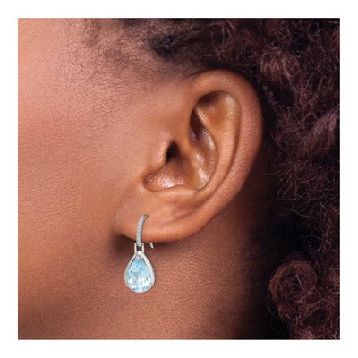Sterling Silver Sky Blue Topaz Teardrop Dangle Earrings – view 4