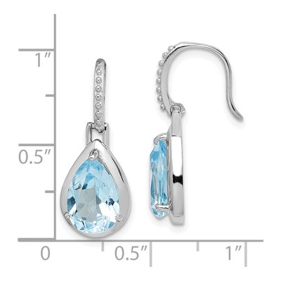Sterling Silver Sky Blue Topaz Teardrop Dangle Earrings – view 5