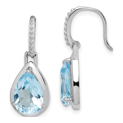 Sterling Silver Sky Blue Topaz Teardrop Dangle Earrings