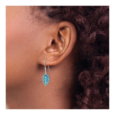 Sterling Silver Blue Opal Leaf Dangle Earrings – view 4
