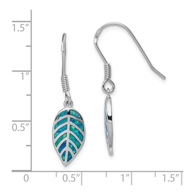 Sterling Silver Blue Opal Leaf Dangle Earrings – view 5