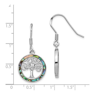 Sterling Silver Abalone Circle Tree Dangle Earrings – view 5