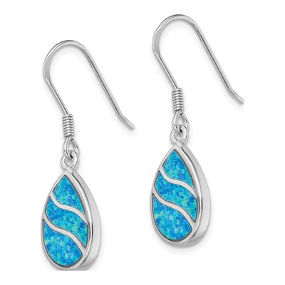 Sterling Silver Opal Teardrop Dangle Earrings – view 3