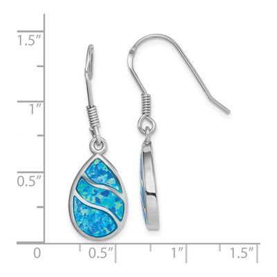 Sterling Silver Opal Teardrop Dangle Earrings – view 5