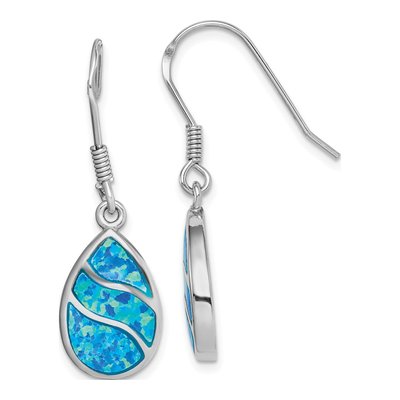 Sterling Silver Opal Teardrop Dangle Earrings