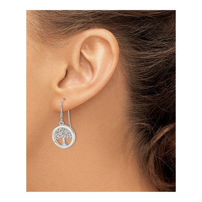 Sterling Silver Lab-Created Opal Tree Dangle Earrings – view 4