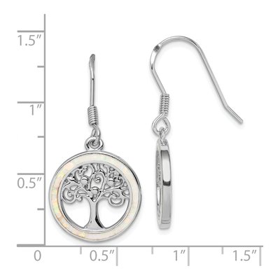 Sterling Silver Lab-Created Opal Tree Dangle Earrings – view 5
