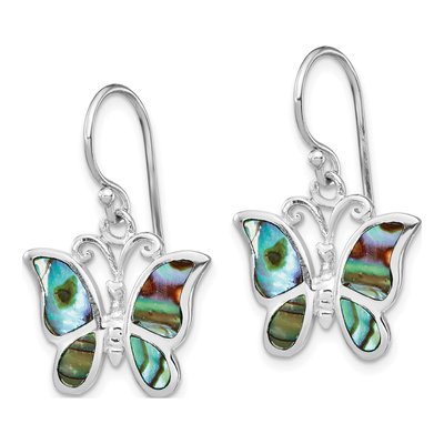 Sterling Silver Abalone Butterfly Dangle Earrings – view 3