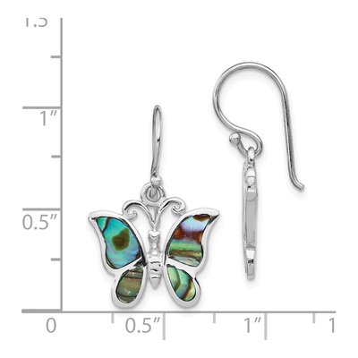 Sterling Silver Abalone Butterfly Dangle Earrings – view 5