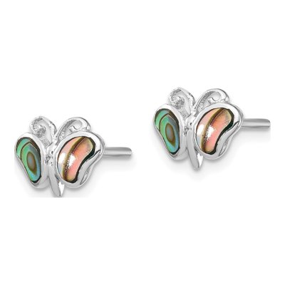 Sterling Silver Abalone Pearl Butterfly Stud Earrings – view 3