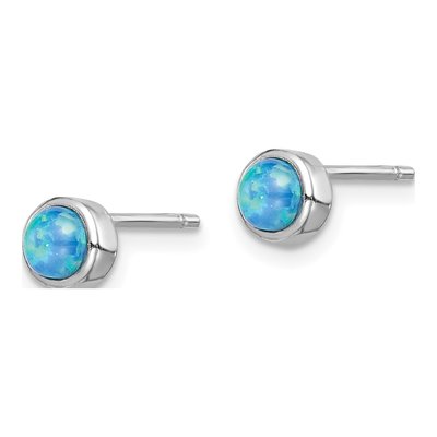 Sterling Silver 5mm Round Lab-Created Opal Stud Earrings – view 3
