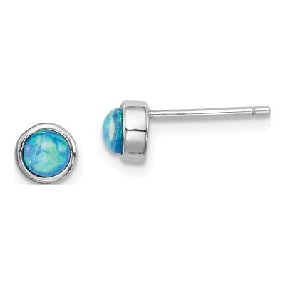 Sterling Silver 5mm Round Lab-Created Opal Stud Earrings