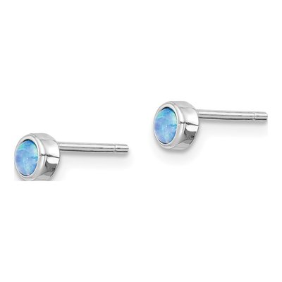 Sterling Silver 4mm Lab-Created Opal Round Stud Earrings – view 3