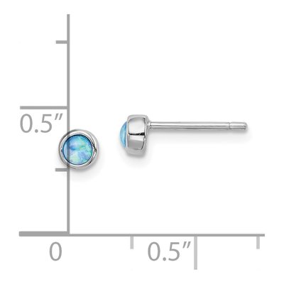 Sterling Silver 4mm Lab-Created Opal Round Stud Earrings – view 5