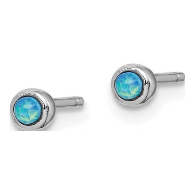 Sterling Silver 3mm Round Lab-Created Opal Stud Earrings – view 3