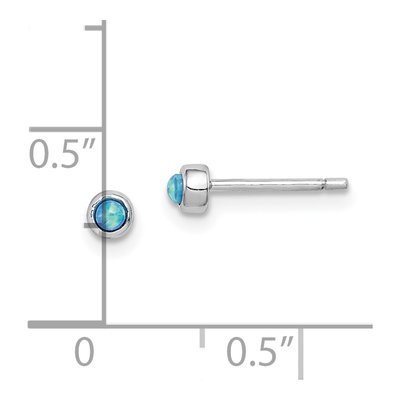 Sterling Silver 3mm Round Lab-Created Opal Stud Earrings – view 5