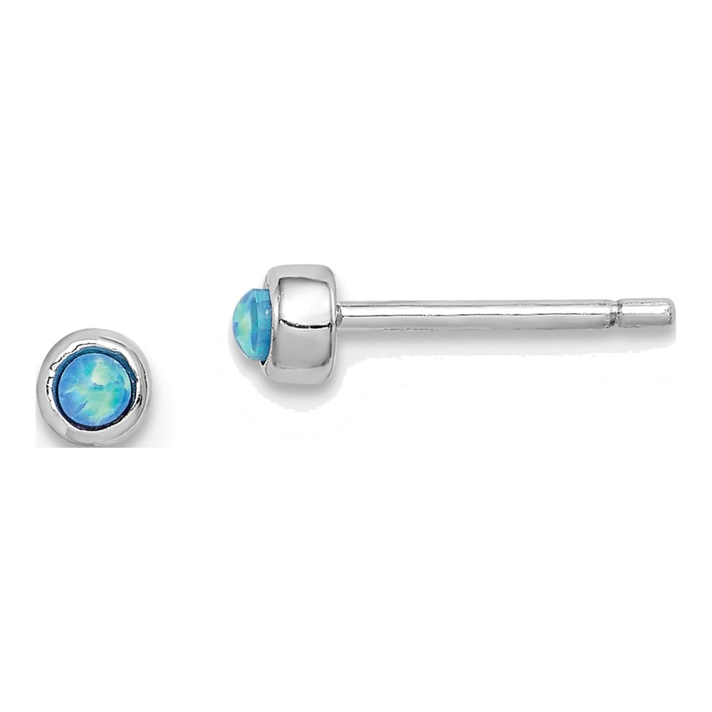 Sterling Silver 3mm Round Lab-Created Opal Stud Earrings