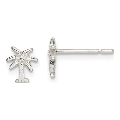 Sterling Silver Girls' Palm Tree Stud Earrings