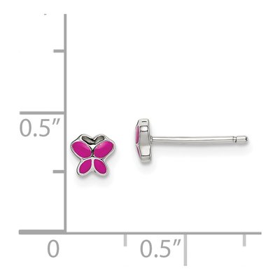 Sterling Silver Girls' Enamel Butterfly Stud Earrings – view 5