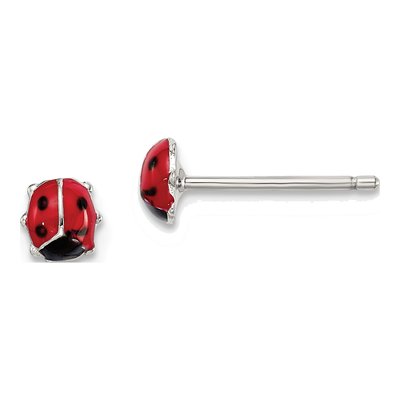 Sterling Silver Girls' Ladybug Stud Earrings