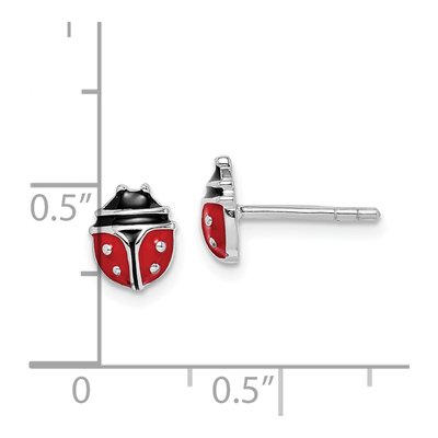 Sterling Silver Girls' Enamel Ladybug Stud Earrings – view 5