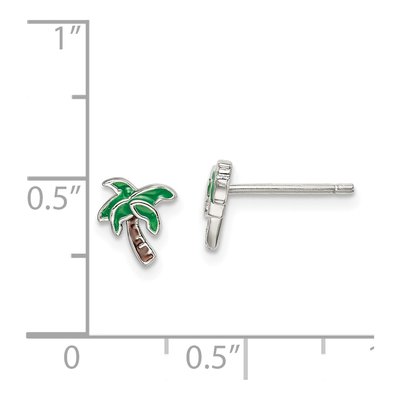 Sterling Silver Enamel Palm Tree Stud Earrings – view 5